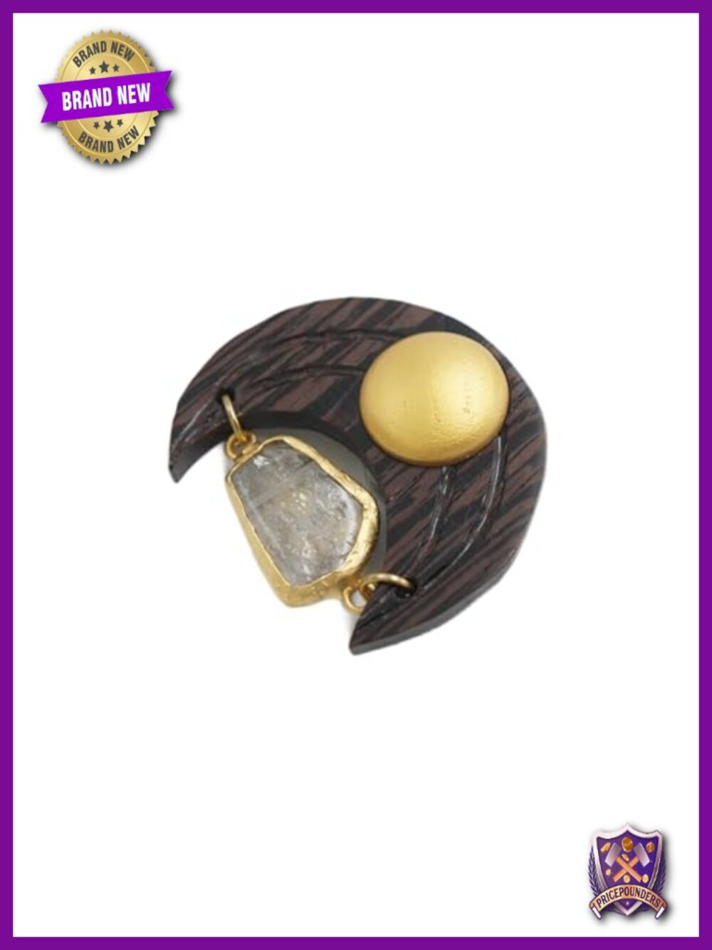 Wenge Wood Jasper Contemporary Brooch Pin Wearable Art Handmade